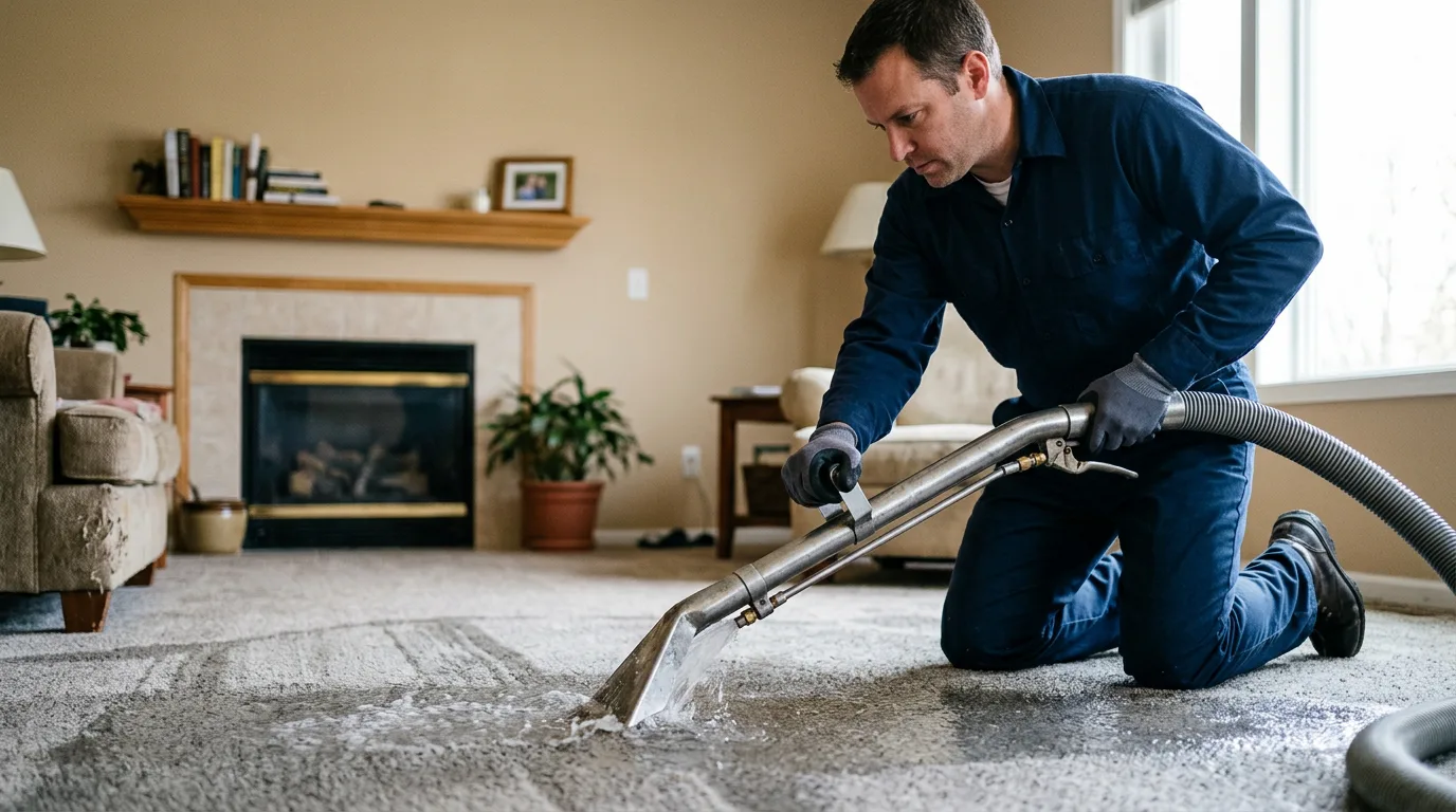 Water damage restoration technician working near Waynesville, IL